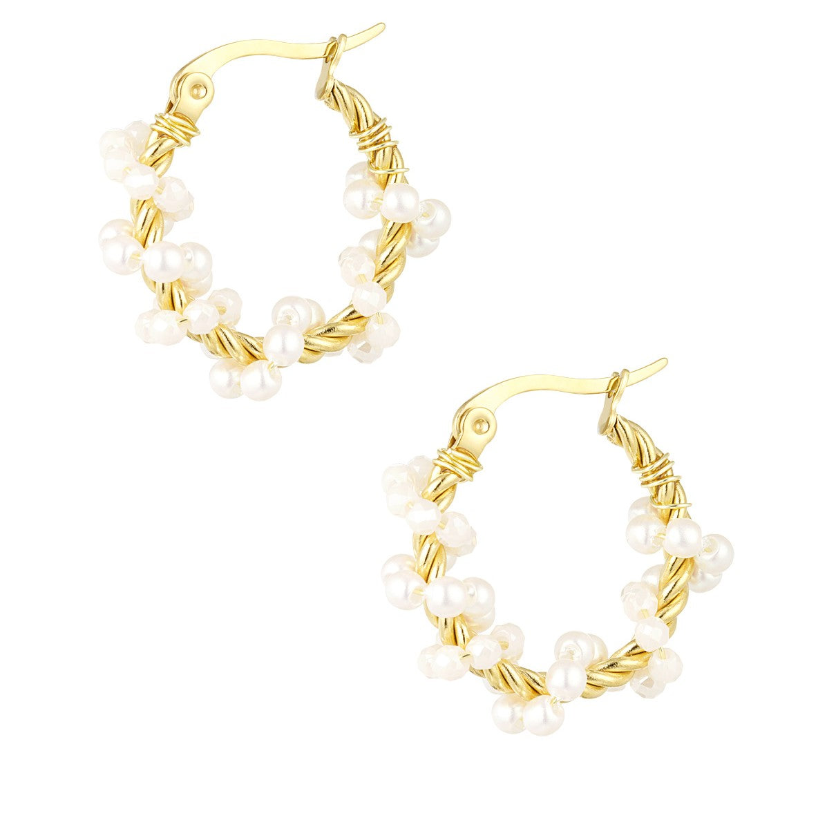 Rope Oorbel Getwisted met Parels S