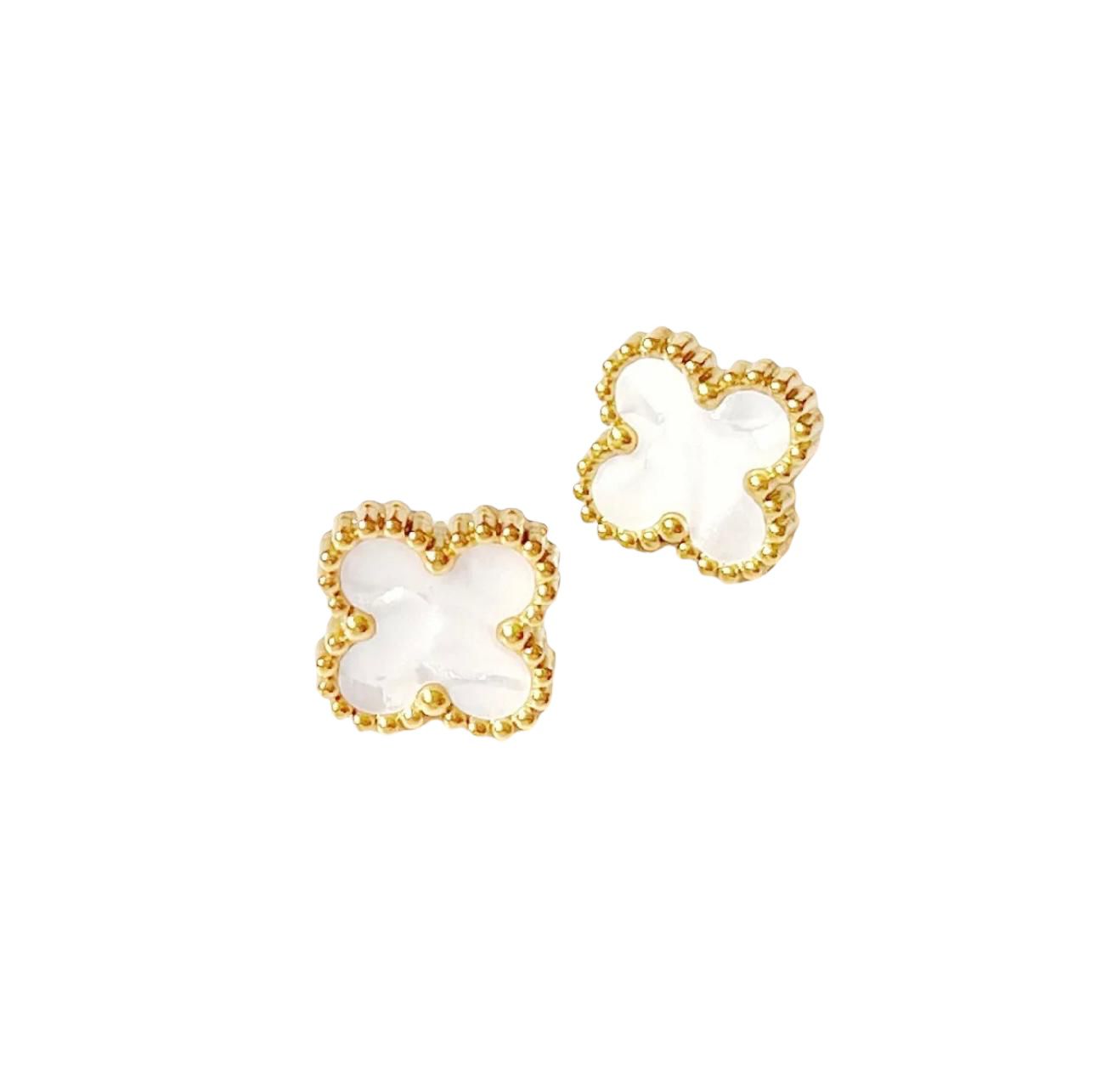 Oorbellen Klaver Wit