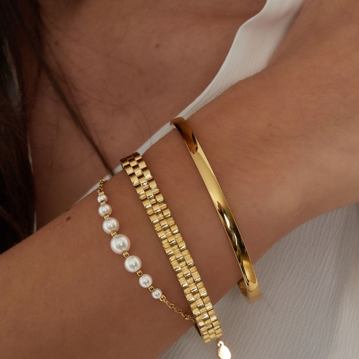 Schakel Bangle Armband Goud