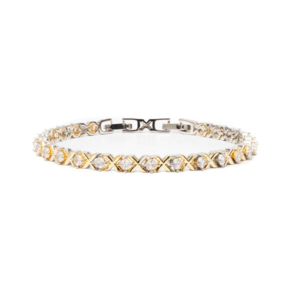 Bicolor Tennisarmband met Zirkonia – Zilver & Goud