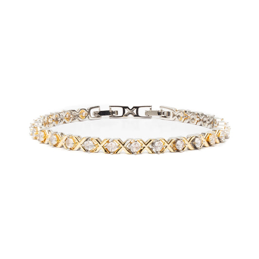 Bicolor Tennisarmband met Zirkonia – Zilver & Goud