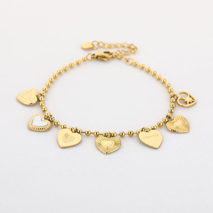 Bedelarmband met Hartjes W