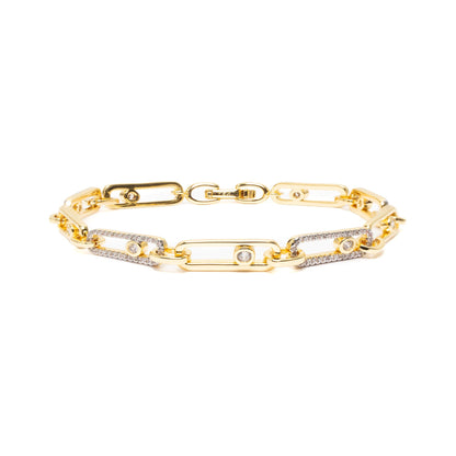 Luxe Goudkleurige Schakelarmband met Zirkonia