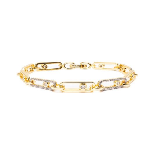 Luxe Goudkleurige Schakelarmband met Zirkonia