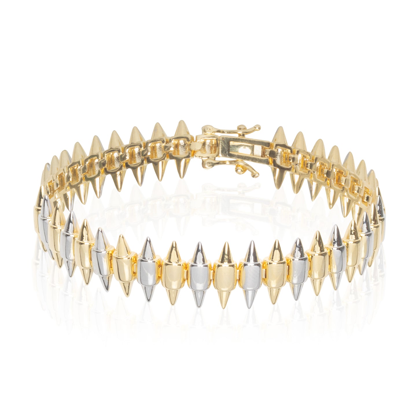Bicolor Spikes Armband Zilver- en Goudkleurig
