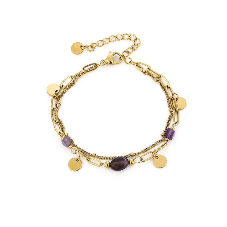 Armband met Paarse Stenen en Bedels