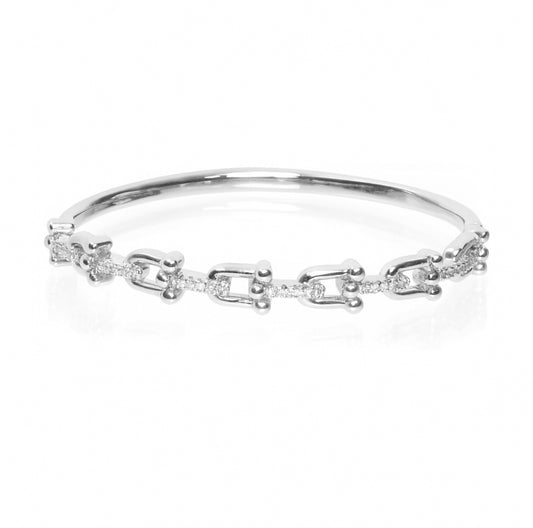 Zilverkleurige Slavenarmband met Zirkonia