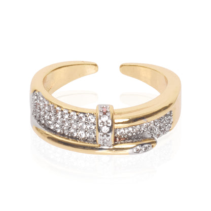 Gouden Ring met Zirkonia en Spijkervorm