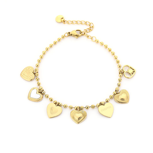 Bedelarmband met Hartjes W