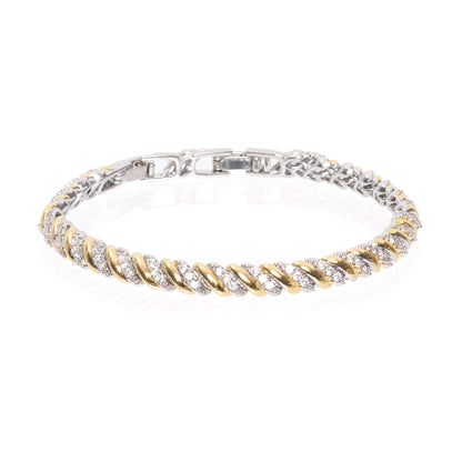 Bicolor Twist Schakelarmband met Zirkonia