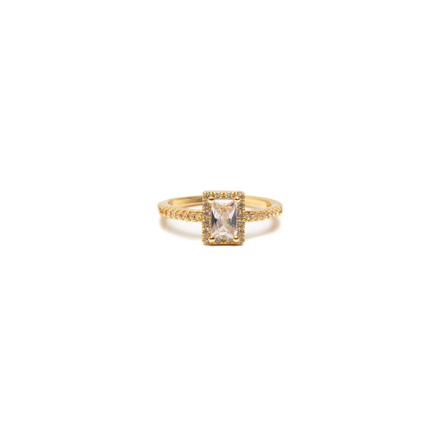 Ring met Rechthoekige Zirkonia Steen
