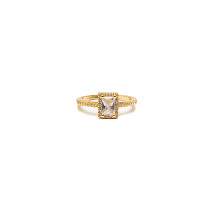 Ring met Rechthoekige Zirkonia Steen