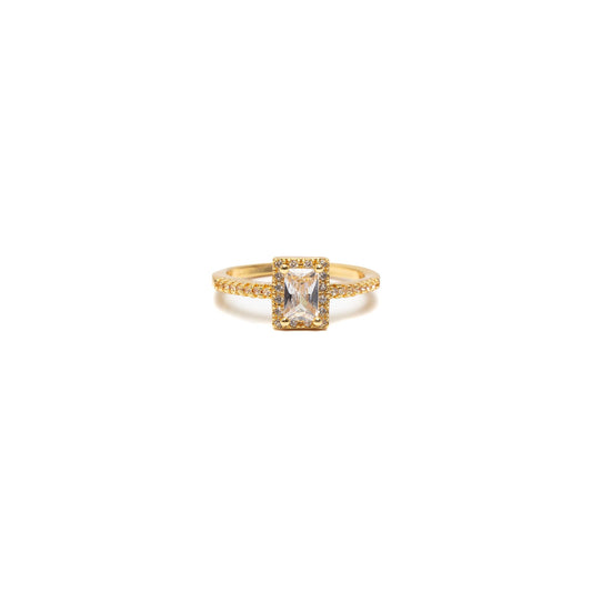 Ring met Rechthoekige Zirkonia Steen