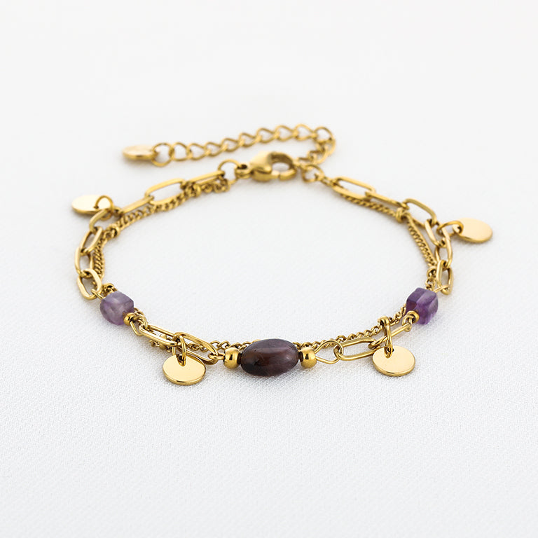 Armband met Paarse Stenen en Bedels