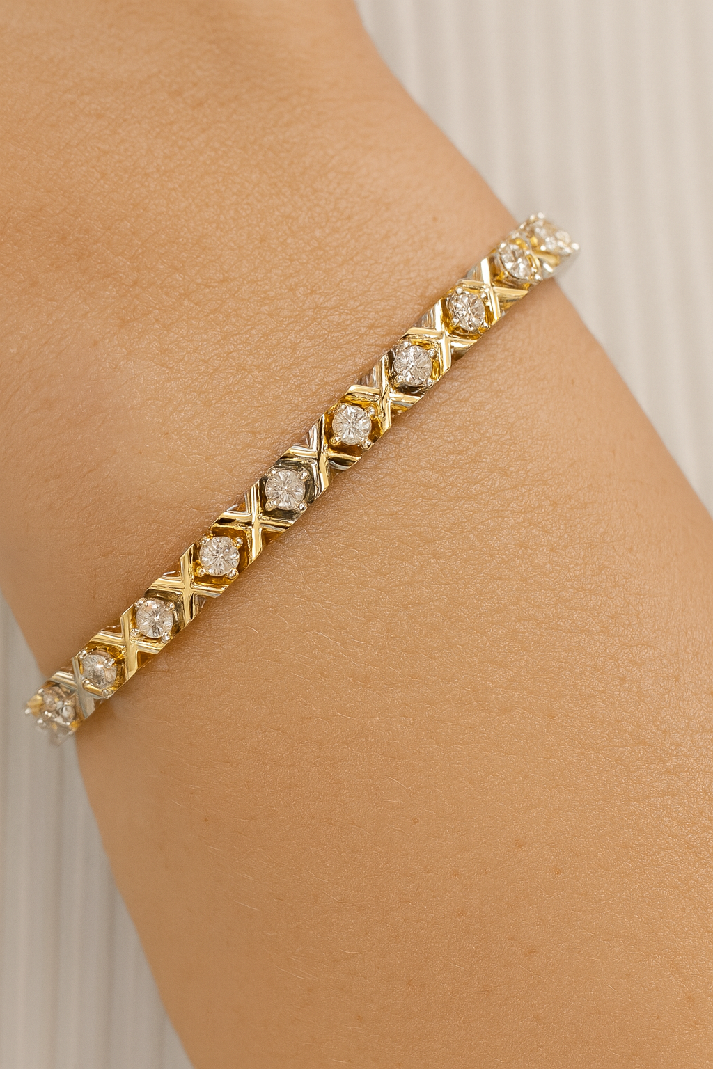 Bicolor Tennisarmband met Zirkonia – Zilver & Goud