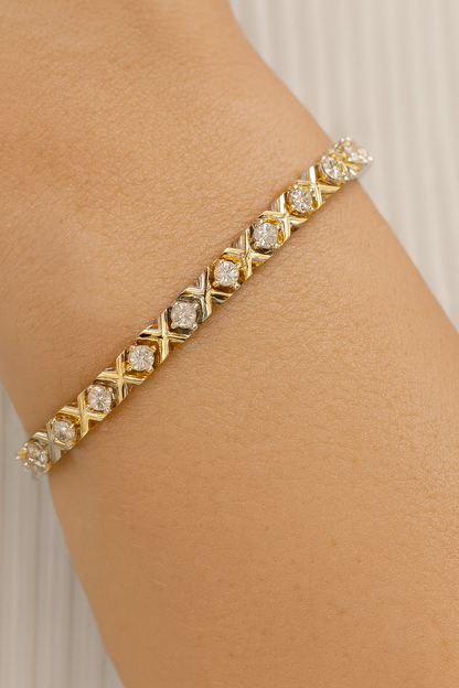 Bicolor Tennisarmband met Zirkonia – Zilver & Goud